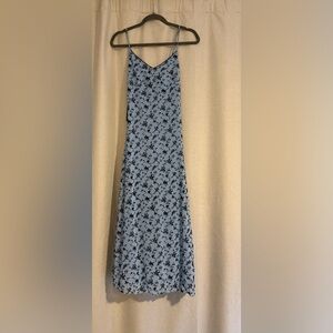 Motel Rocks Light Blue Dress with Black Floral Design